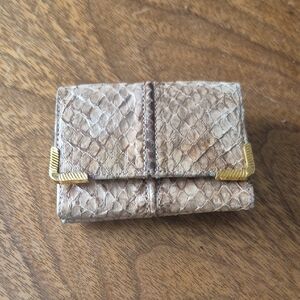70s JUDITH LEIBER tri-fold Snakeskin Wallet Vintage Coin Purse Mini Billfold